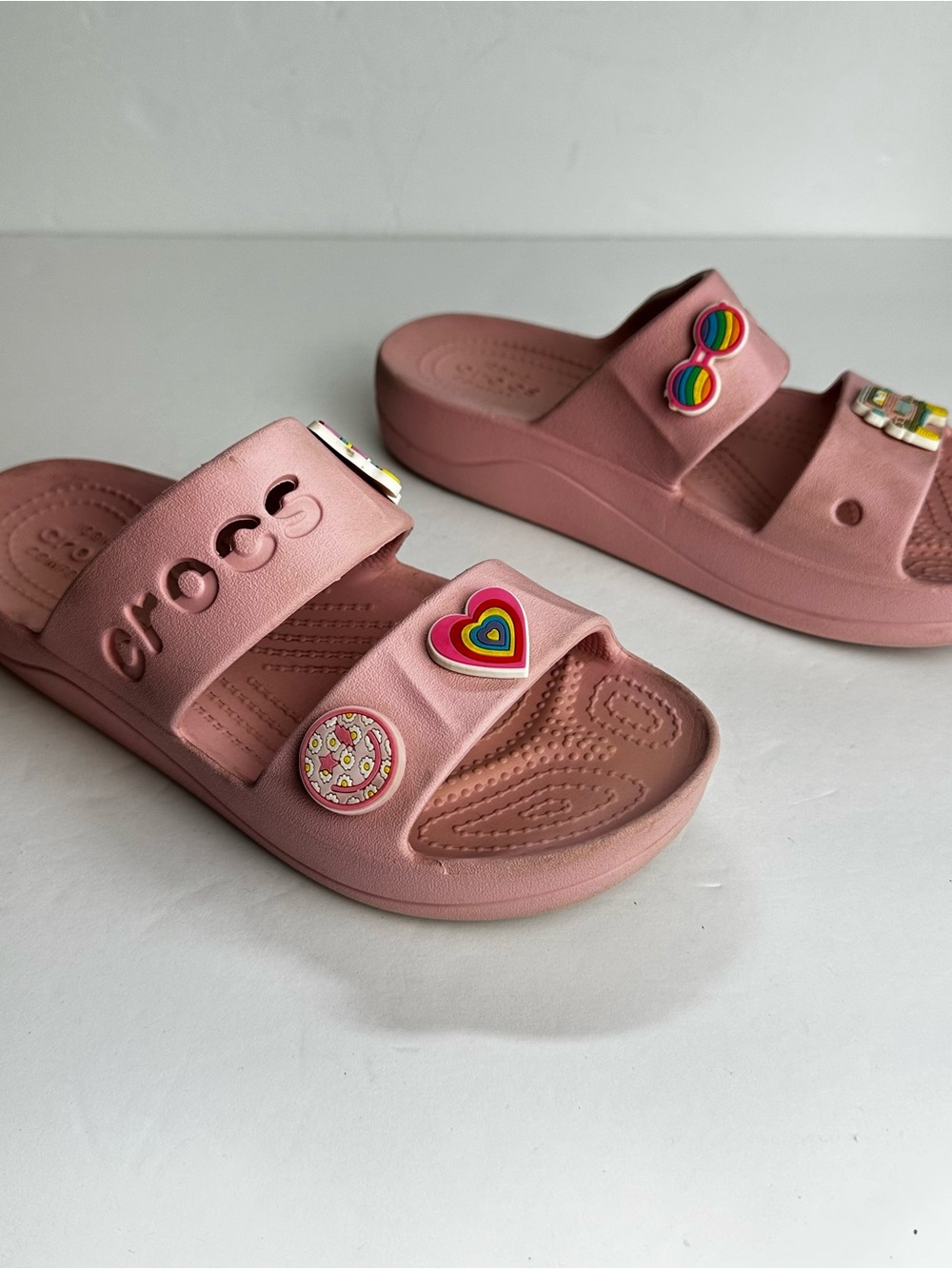 Crocs Baya Platform Slide Sandals Women's Size 7 Shoes Pink Slip On Chunky
